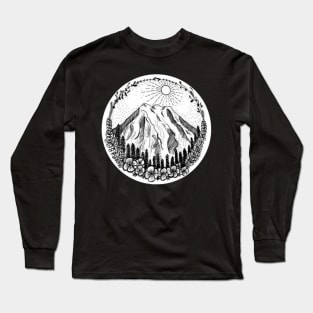 Mountains with Floral Ring Long Sleeve T-Shirt